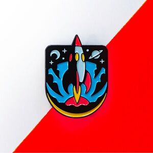 Rocket Lapel Pin - Blue, Red, & Yellow - Perfect for Space Enthusiasts - NEW!